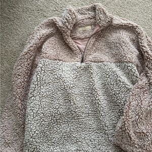 Thread & Supply Two-Tone Teddy Jacket - Pink and Gray